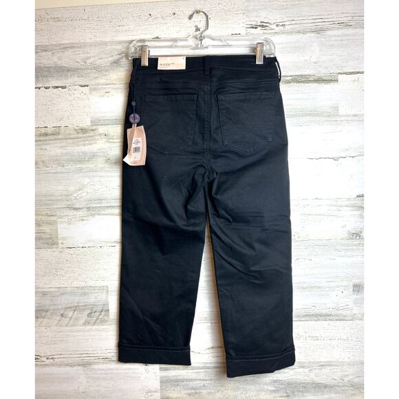 NYDJ Women’s 2 Black Marilyn Straight Crop Roll Cuff Denim Jeans NWT - Picture 2 of 9